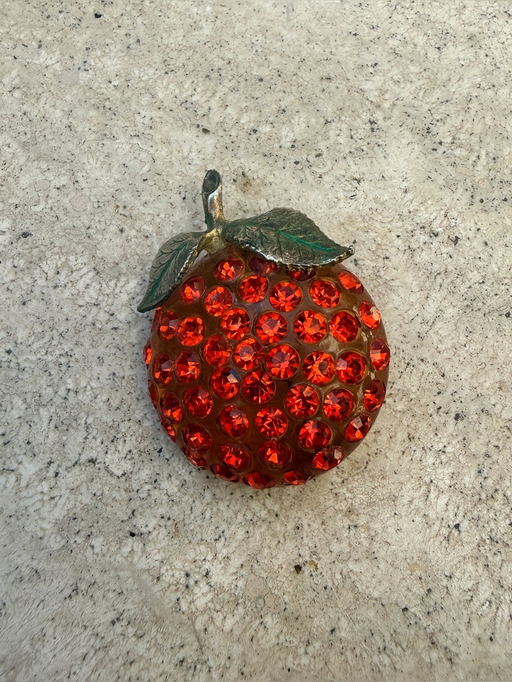 Mini orange rhinestone pin